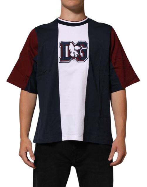 Striped Cotton Crew Neck T-Shirt — Navy