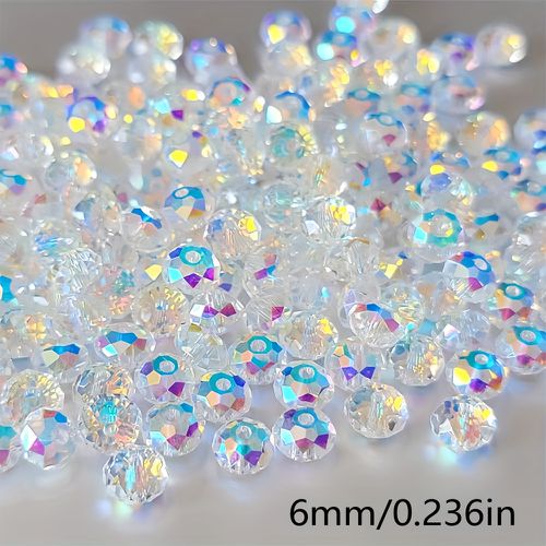 TEMU 145/100/79pcs, 4/6/ Flat Oval White Ab Color Glass Loose Beads, Luxury Glass Round Beads For Handmade Diy Fashion Bracelet Necklace Jewelry