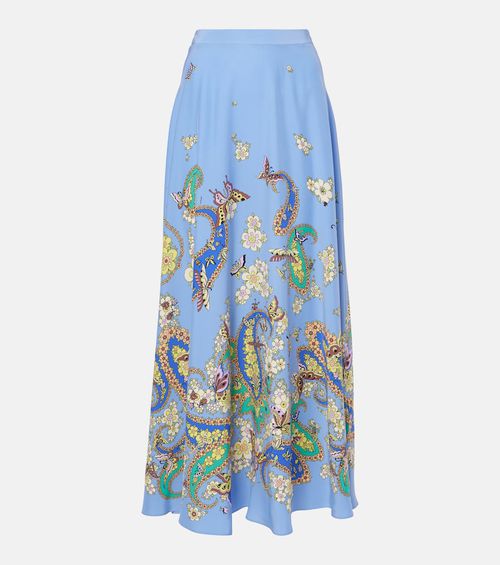 Floral silk maxi skirt