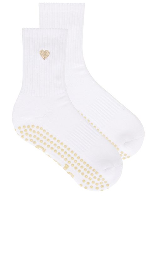Souls. Beige Heart Grip Socks in White. -  S/M also in