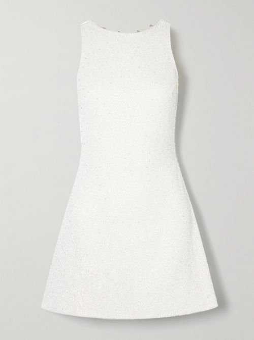 Lille Bow-embellished Stretch-tulle Mini Dress - Ivory