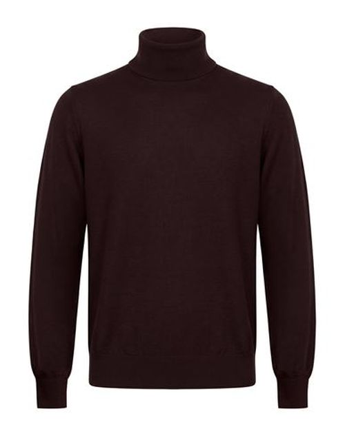 Man Turtleneck Chocolate brown Size 36 Merino Wool