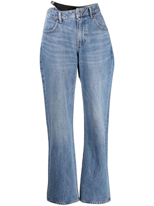 Bikini-layered straight jeans - Blue