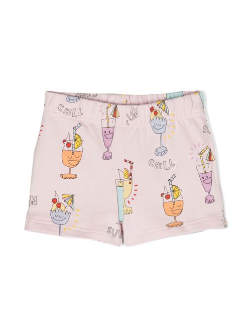 Graphic-print cotton shorts - Pink