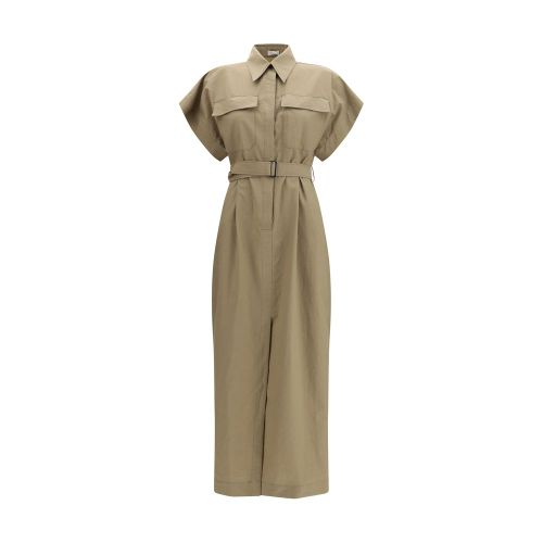 Pocket Belted Midi Dress — Beige