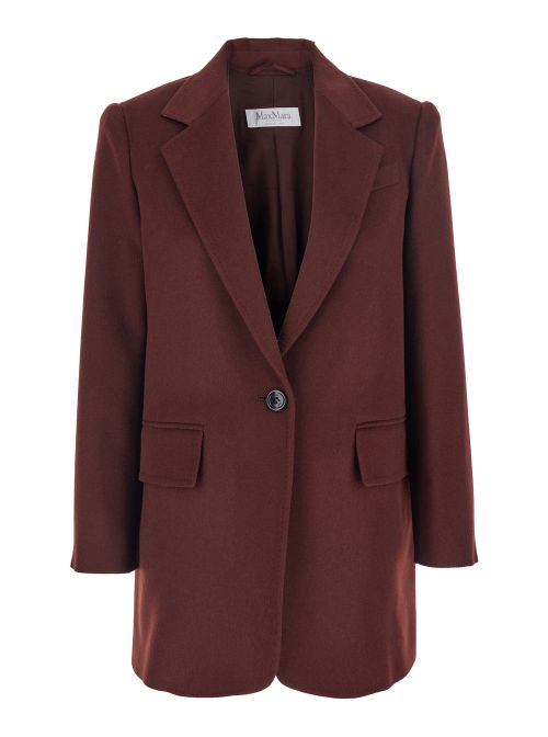Single-Breasted Wool Blazer — Bordeaux