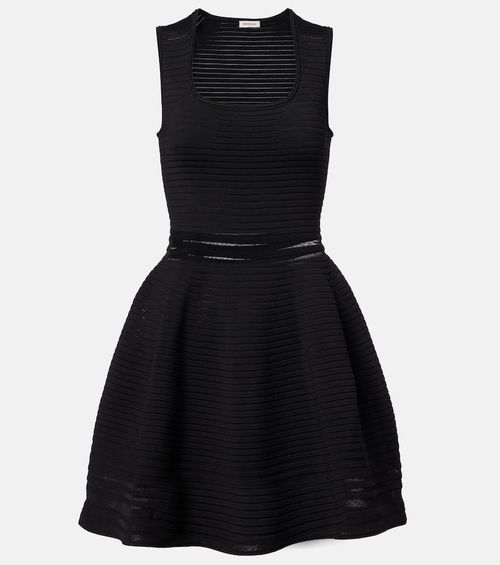 Lottie ribbed-knit sheer minidress