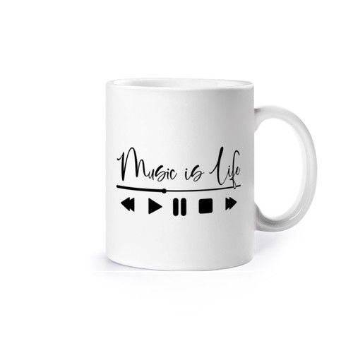 Music is life, headphones, customizable, cup