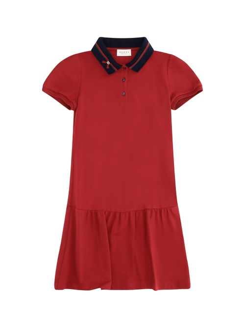 Cotton Polo Dress — Red