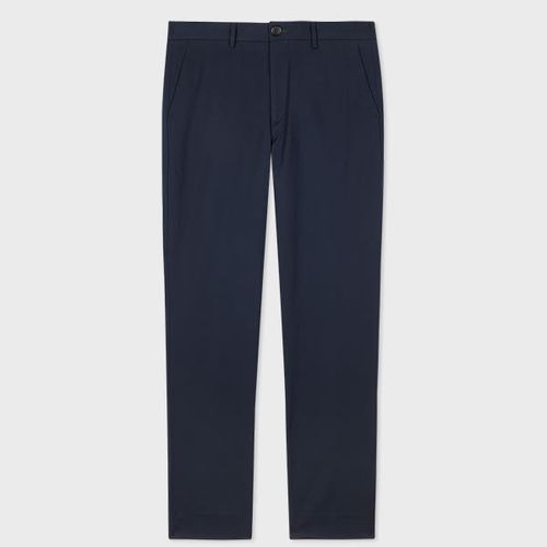 Mid-Fit Navy Stretch Organic-Cotton Chinos Blue