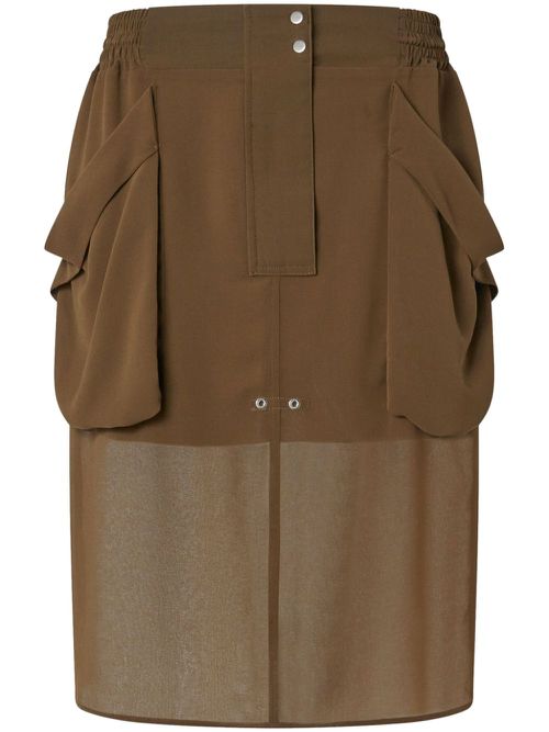 Eyelet-detail midi skirt - Brown