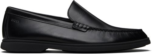 Black Emed-Logo Leather Loafers