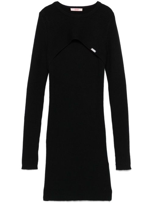 Ribbed-knit dress set - Black