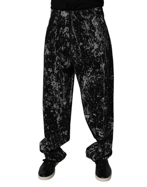 Tie-Dye Cotton Jeans — Black