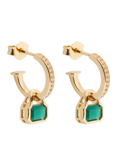 Embellished 18kt Gold-plated Hoop Earrings