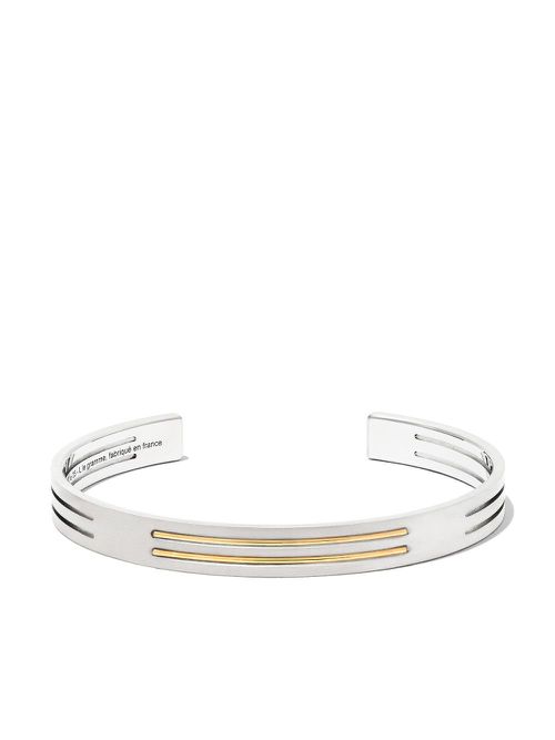 Silver-Tone Le 9g Brushed Punched Ribbon Bracelet - Men's - 18kt Yellow Gold/Titanium