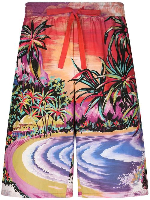 Graphic-print bermuda shorts - Orange