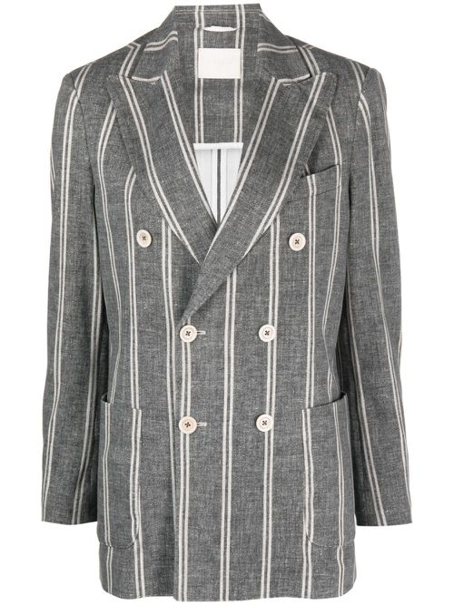 Double-breasted striped blazer - Black