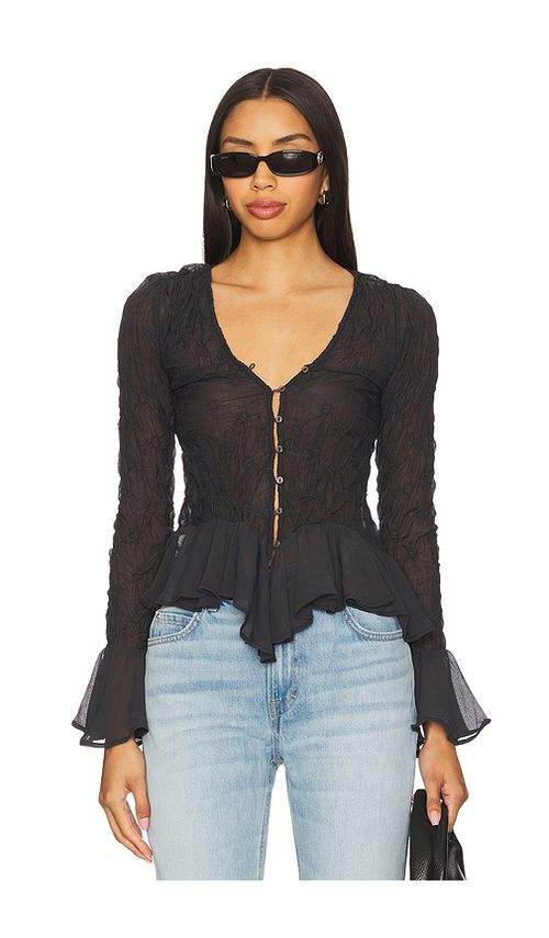 Free People Elias Smocked Blouse in Black. -  XS also in L