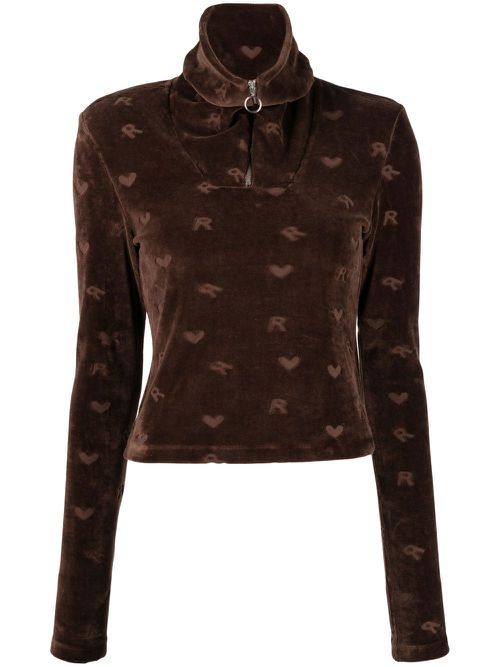 Mona velour long-sleeved top - Brown