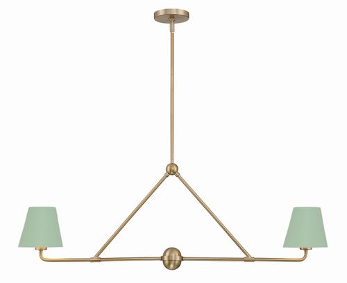 Xavier 2-Light Chandelier in Vibrant Gold with Green