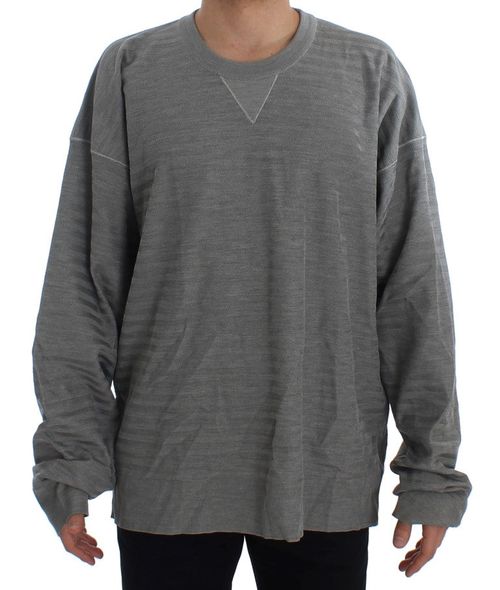 Silk Crewneck Pullover Sweater — Gray