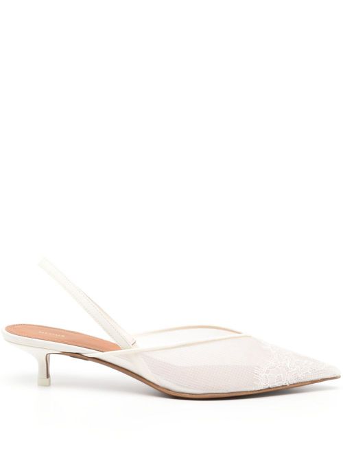 45mm lace-detailing slingback pumps - White
