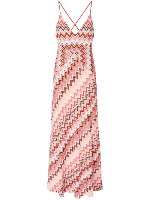 Zigzag-pattern maxi dress - Neutrals