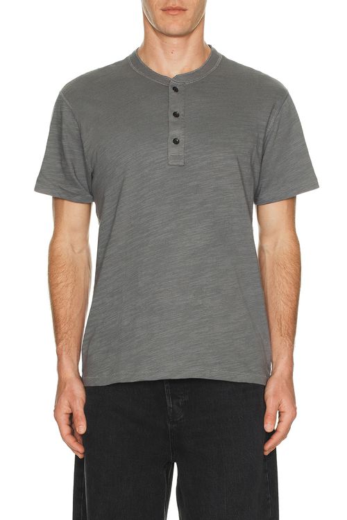 Rag & Bone Classic Flame Henley in Sea Grey - Grey. M also in S, L, XL/1X