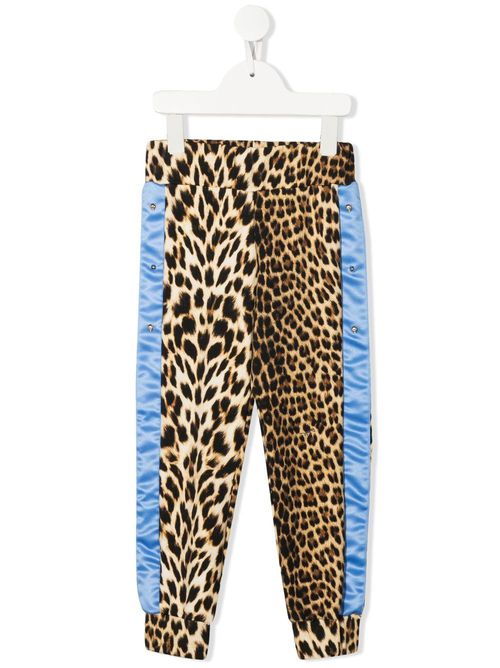 Side-stripe leopard-print leggings - Brown