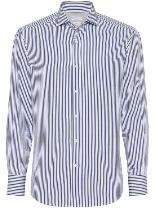 Stripe pattern cotton shirt - Blue