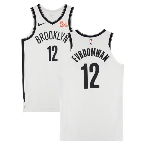 Tosan Evbuomwan Brooklyn Nets Game-Used #12 White Nike Jersey vs. Houston Rockets on February  2025