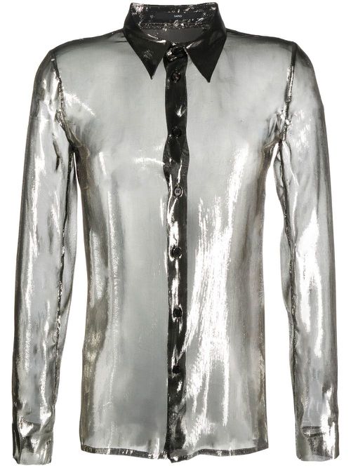 Lamé-effect long-sleeved shirt - Gold