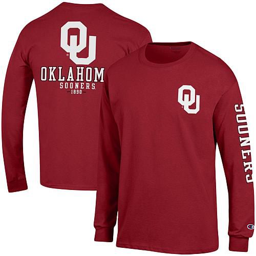 Men's Crimson Oklahoma Sooners Team Stack Long Sleeve T-Shirt - Size Small