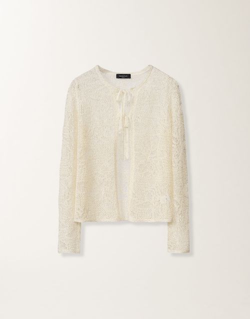Cardigan in micro sequins, mastice