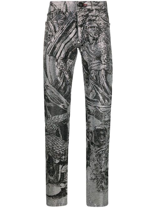 Crystal-embellished jeans - Black