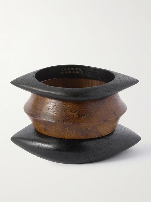 Set Of Three Wood Bangles - Black