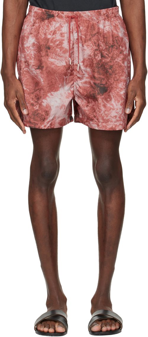 Red Embroidered-Logo Swim Shorts