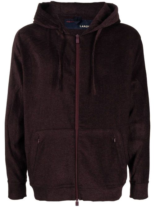 Zip-up drawstring hoodie - Brown