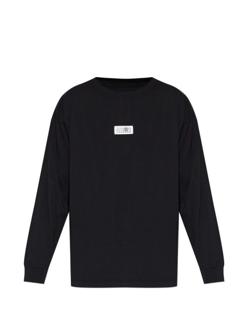 Logo-Patch Cotton Long-Sleeve T-Shirt — Black