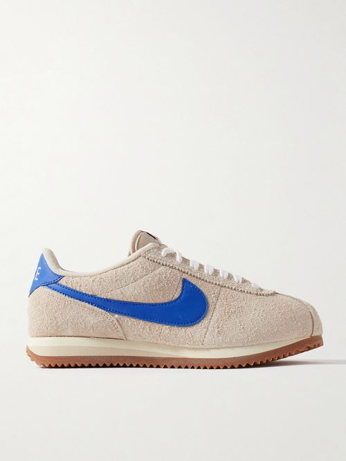 Cortez Vintage Leather-trimmed Brushed-suede Sneakers - Neutrals