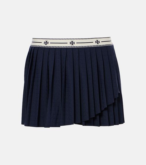 Pleated jacquard miniskirt