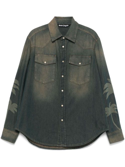 Palm-print shirt - Brown