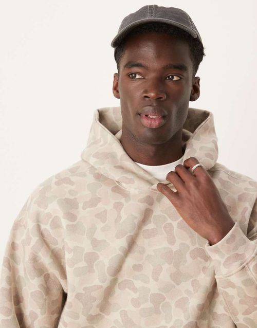 Abercrombie & Fitch essentials hoodie in beige camo print-Neutral