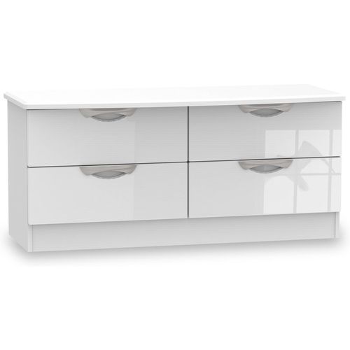 Beckett Gloss 4 Drawer Low Storage Unit | Cream White Black | Roseland