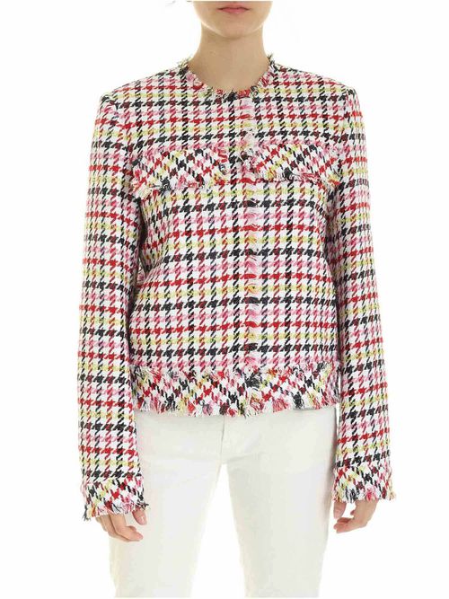 Multicolor jacket with fringes on the edges