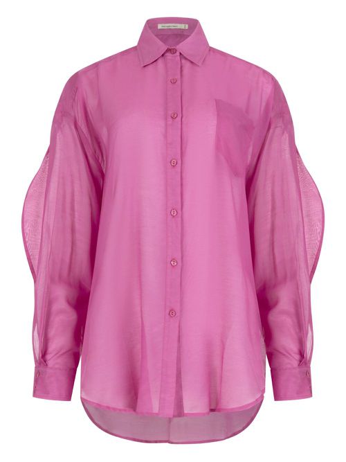 Jade puffed-sleeve button-up shirt - Pink