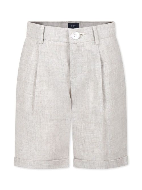 Pleated logo-appliquéd shorts - Neutrals
