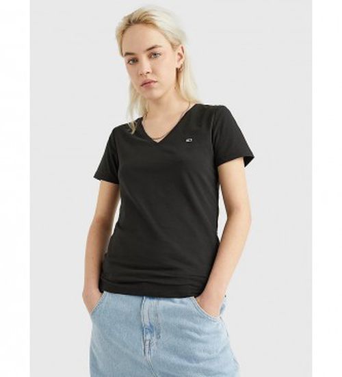 Tommy Jeans for woman. DW0DW09197 TJW T-Shirt Skinny Black (S), Casual, Elastane, Short sleeve, Organic Cotton, Sustainable