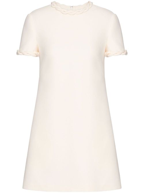 Crepe Couture braid-embellished minidress - White